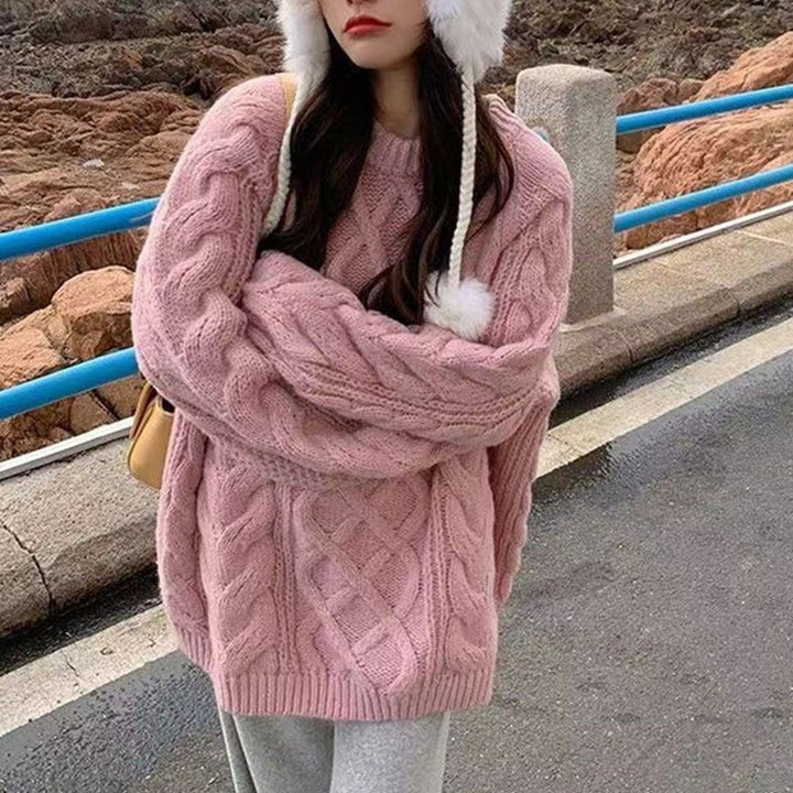 Kvinder Chunky Strik Sweater med Kabelmønster og Løs Pasform Stilla