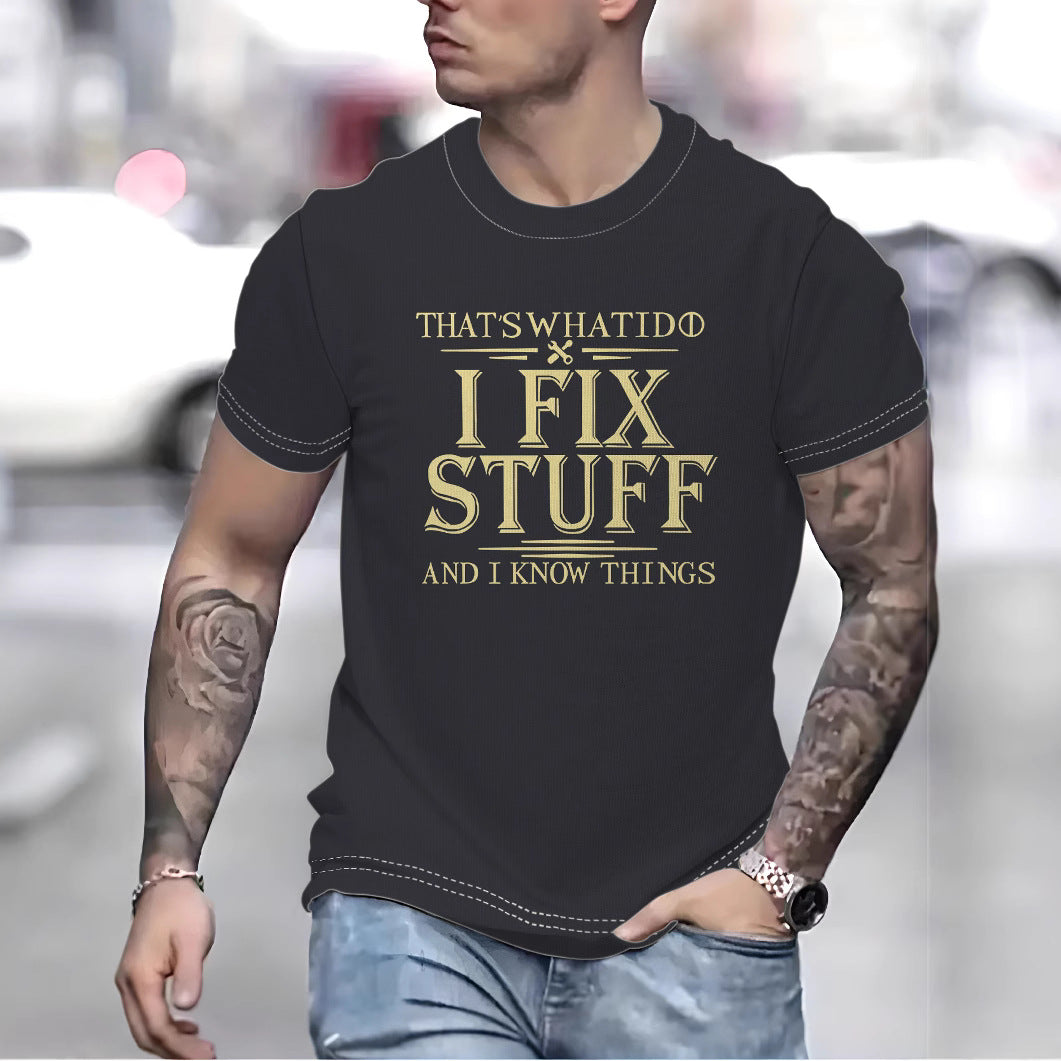 Herre T-shirt med humoristisk tryk og høj kvalitets bomuldsblanding Stilla