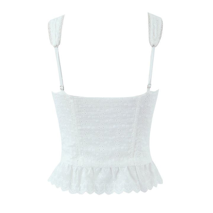 Dame Corset-top med elegante rynker og blomsterdesign Stilla