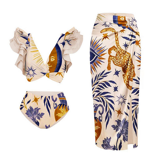 Dame elegant wrap top og kombineret nederdel sæt Skovae
