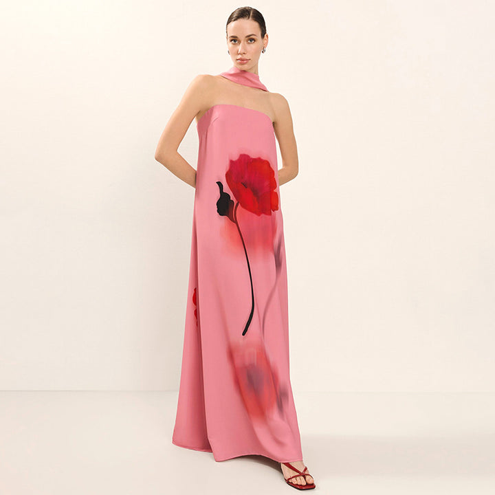 Femme Elegante Blomsterdesign Maxikjole Stilla