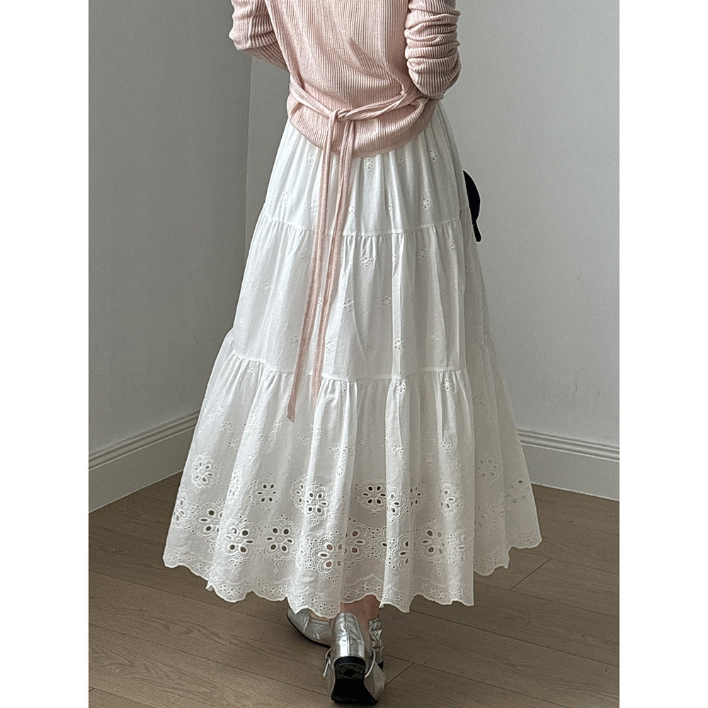 Dame Luftige Longskirt med legende broderier Stilla