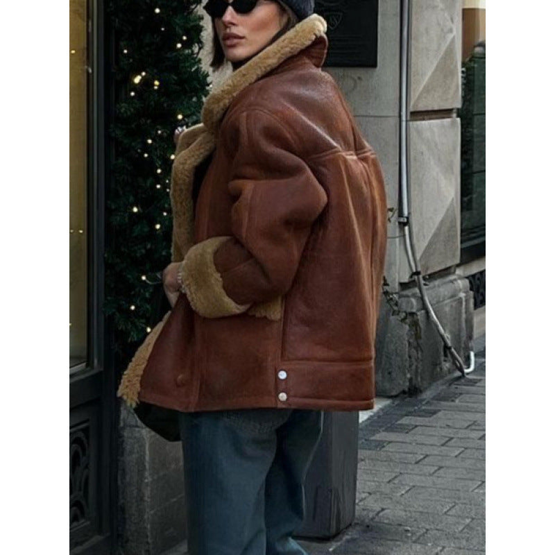Dame Kunstlæderjakke med afslappet oversized pasform Stilla