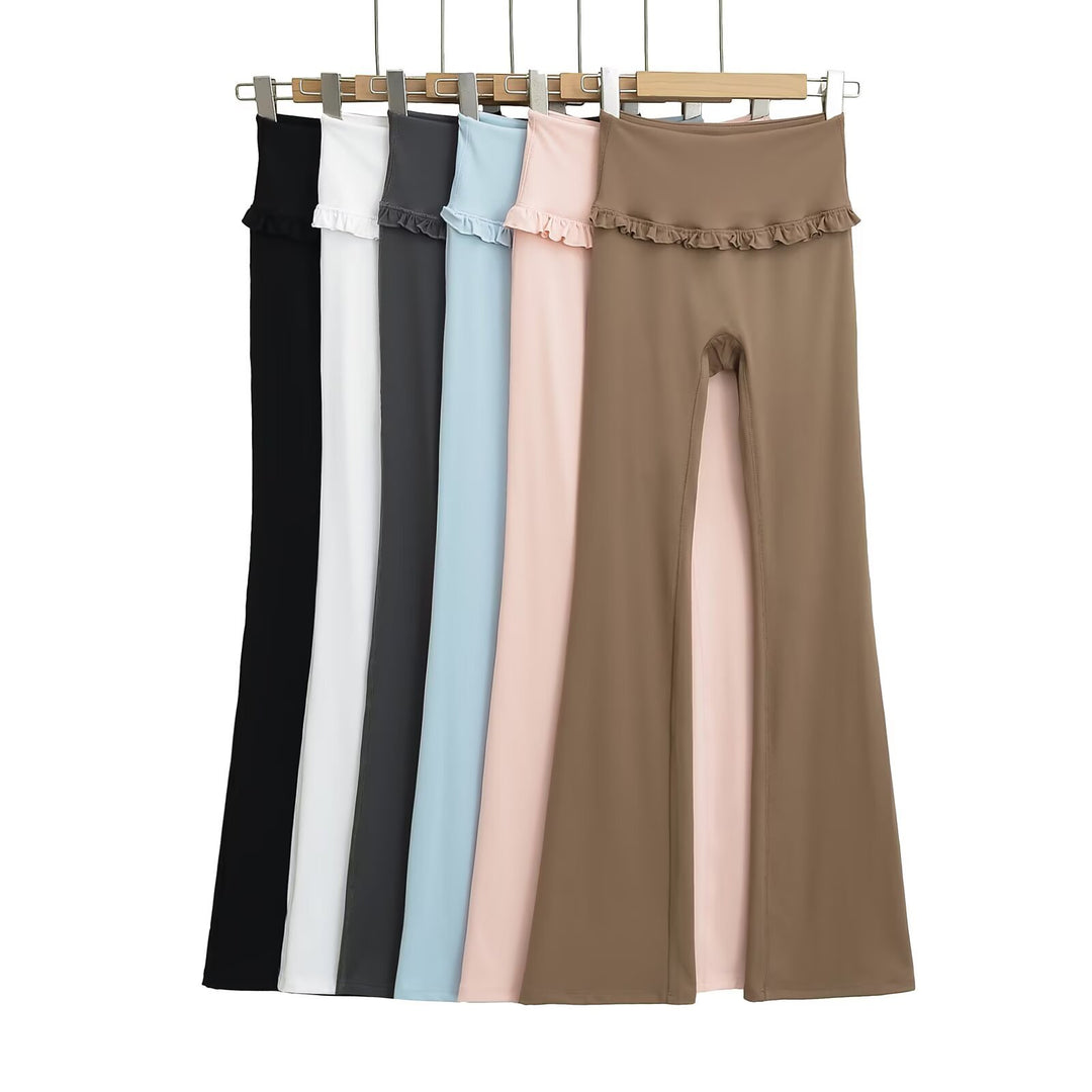 Dame leggings med flæsebund og figursyet snit Stilla