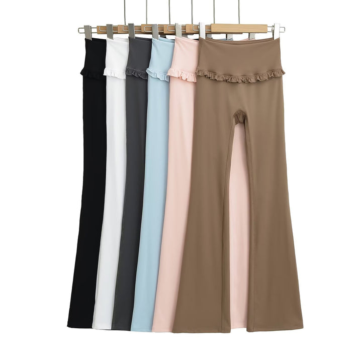 Dame leggings med flæsebund og figursyet snit Stilla