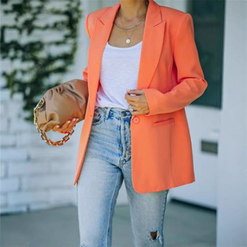 Dame Elegant Oversized Blazer med Struktureret Snit og Lette Detaljer Skovae