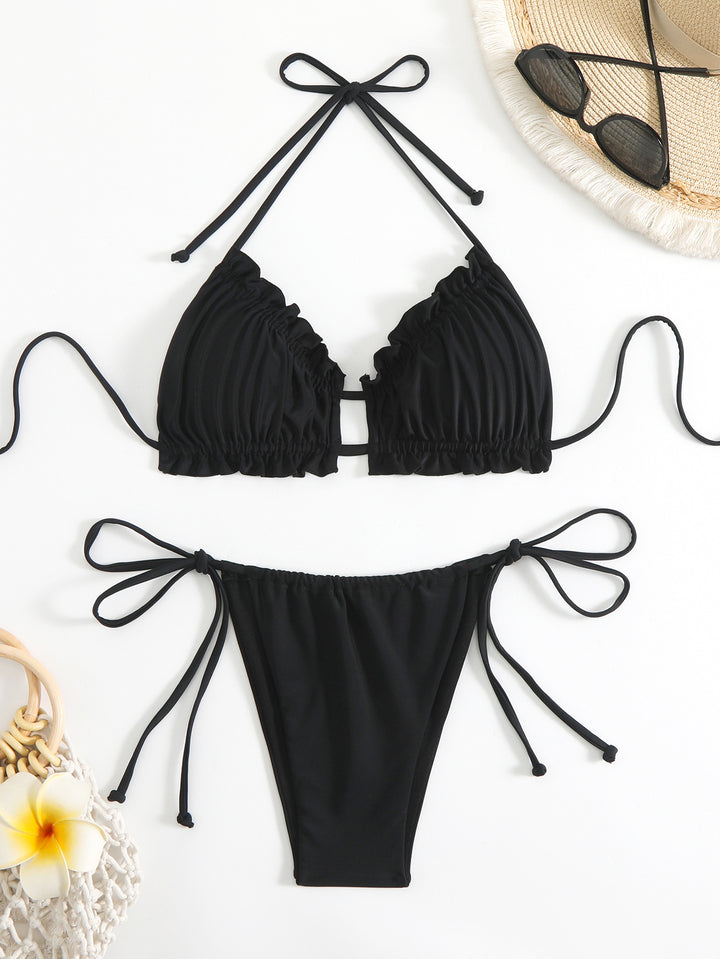 Dame Rüschen-bikini med justerbare stropper Skovae