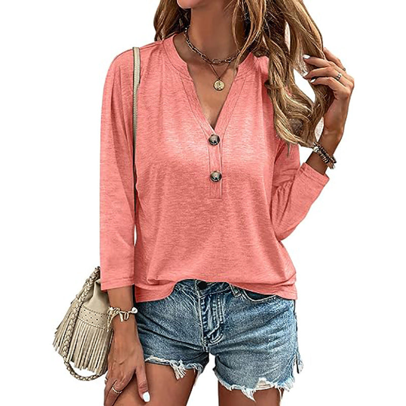 Dame Casual Longsleeve med knapdetaljer Stilla