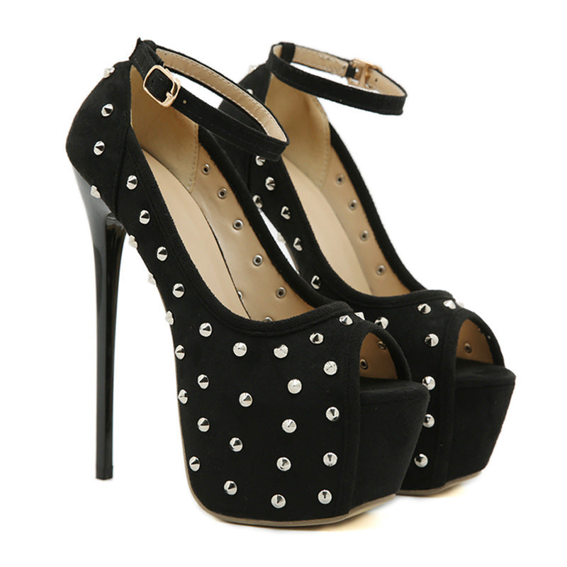 Damer High Heel Plateau-sandaletter med glitrende strassdetaljer og justerbar ankelrem Stilla