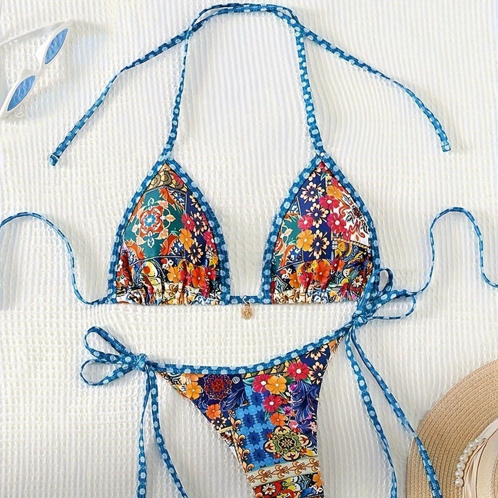 Dame To-delt Bikini-sæt med raffinerede blomsterdesigns og justerbare stropper Stilla