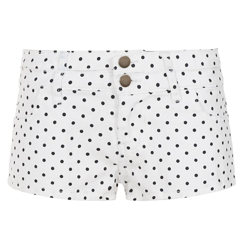 Dame Mode Shorts med moderne punktdesign og høj talje Skovae