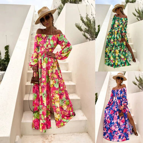Dame Off-Shoulder Blomster Maxikjole Stilla
