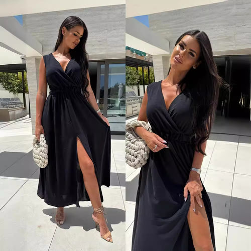 Dame Elegant Højskåret Maxi Kjole Stilla