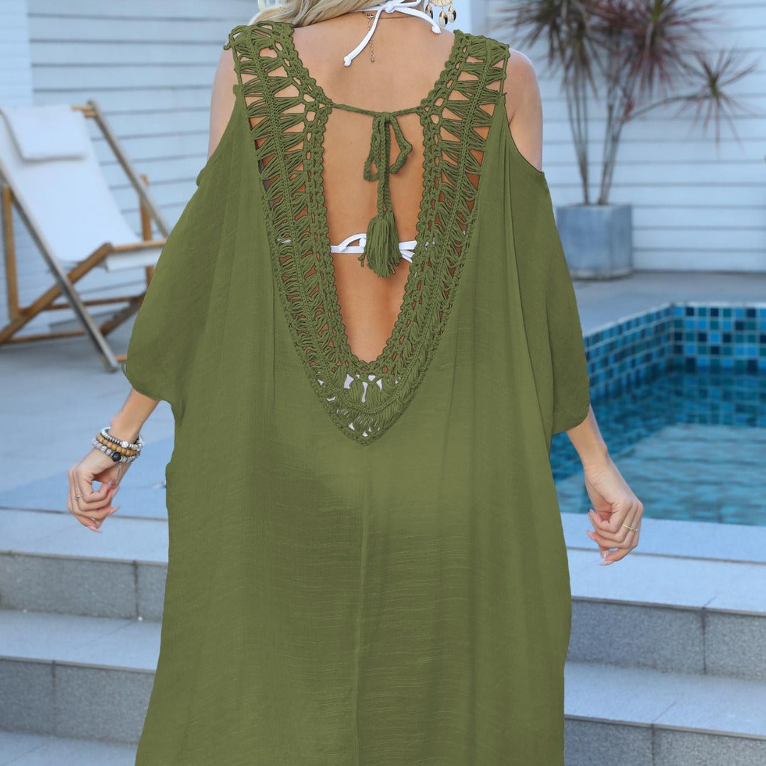 Femme Elegante Kold Skulder Strand Overwurf Kjole Stilla