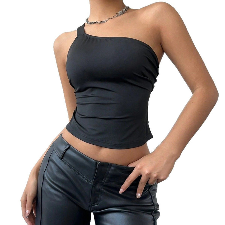 Damer asymmetrisk top med figurformende snit og elastisk stof Stilla