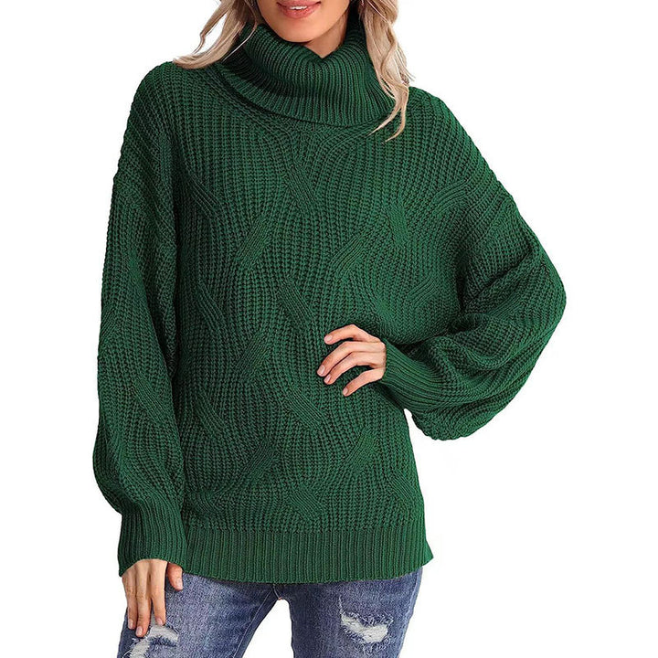 Kvinders strikkede sweater med høj krave og struktureret stingudseende Stilla