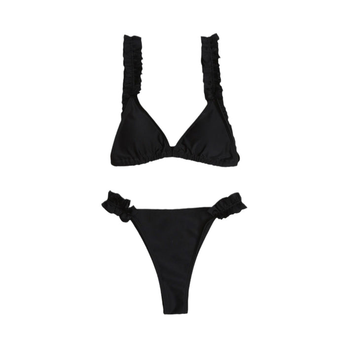 Dame Triangel-Bikini med flæser og farverigt design Skovae