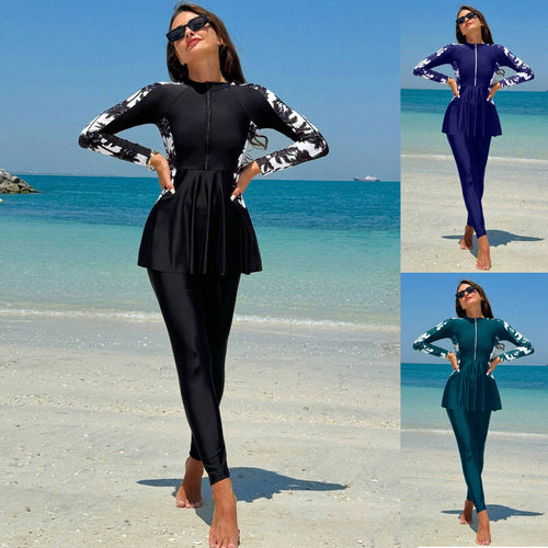 Dame Mode UV-beskyttende Surfdragt med Peplum-design Skovae