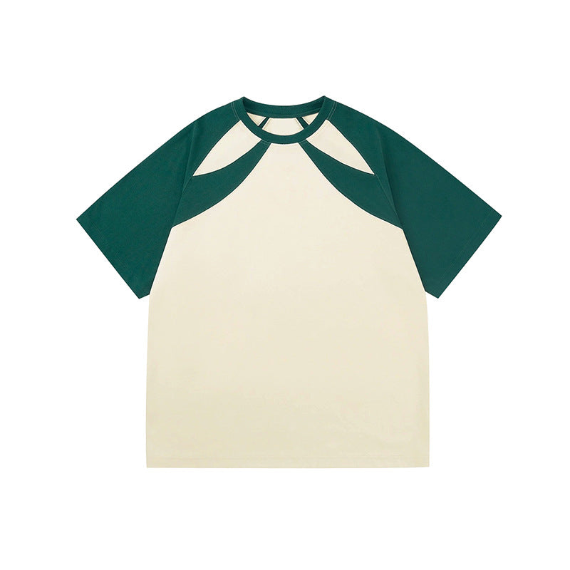 Dame farveblokeret afslappet T-shirt med unikt cut-out-design Stilla