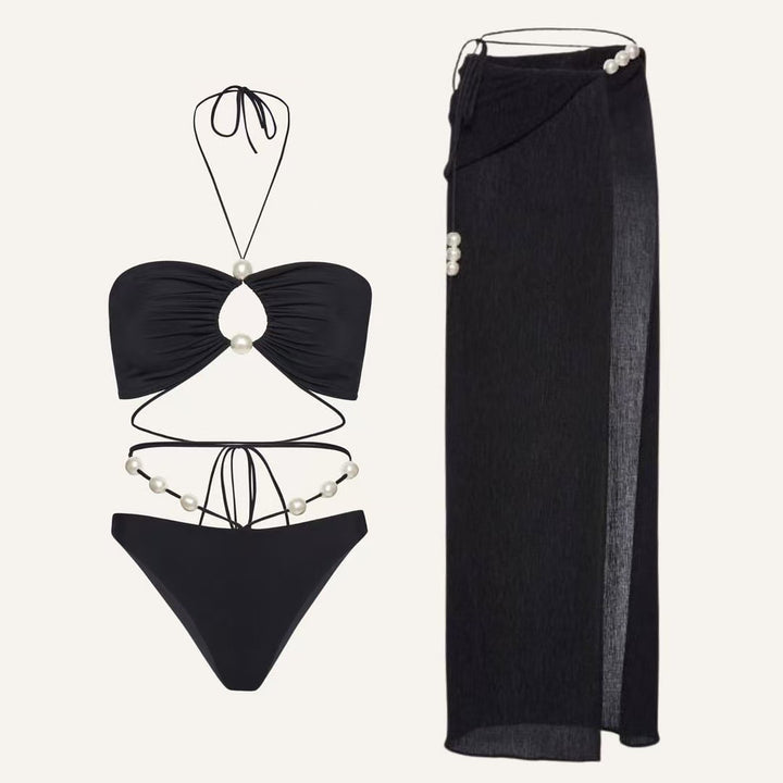 Dame bikini-sæt med forførende knudedesign og elegante perleaccentuer Stilla