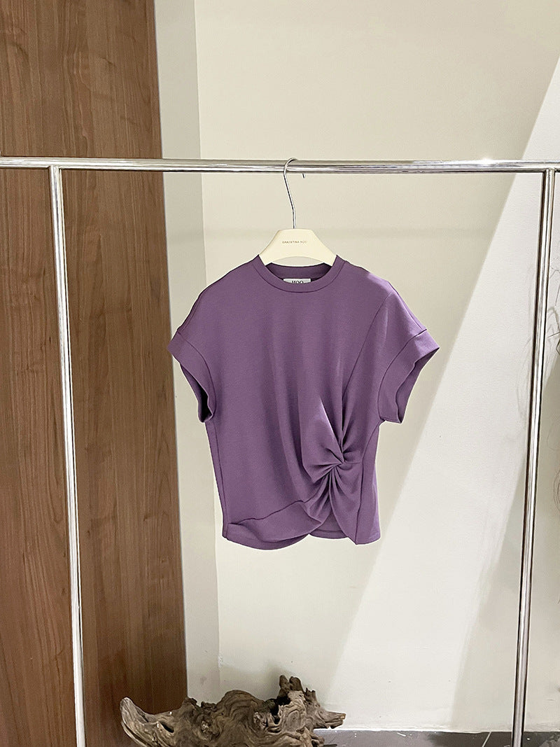 Dame loose T-shirt med knude-detalje og kvalitets jersey Stilla