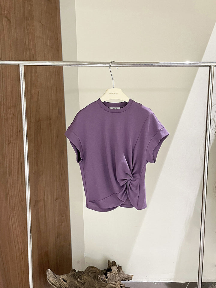 Dame loose T-shirt med knude-detalje og kvalitets jersey Stilla