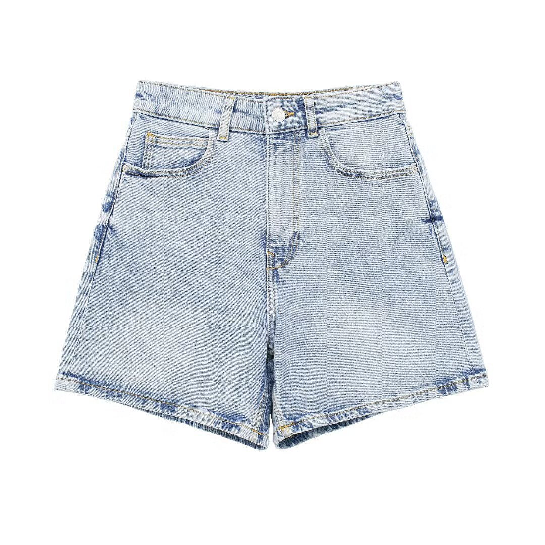 Dame jeansshorts i afslappet vintage-stil med høj talje Skovae