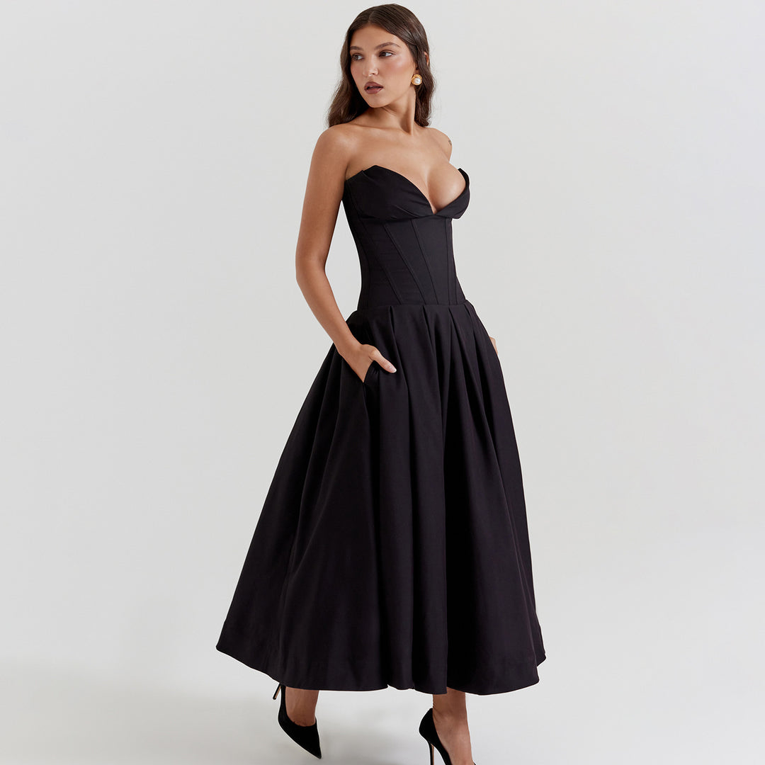 Damer Elegant Bustier-Maxikjole med svingende nederdel og figursyet pasform Stilla