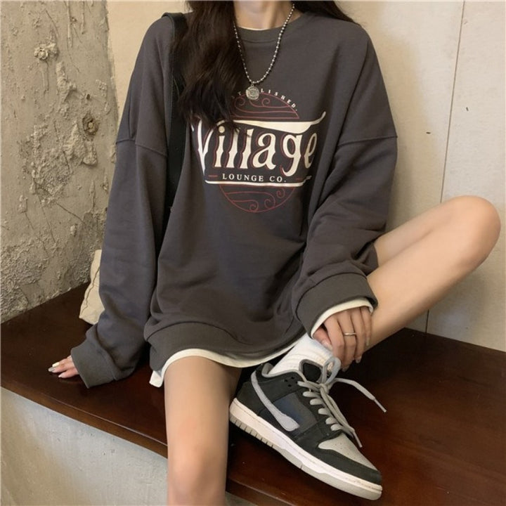 Kvindernes casual oversized sweater med kreativt print og komfortable, åndbare materialer