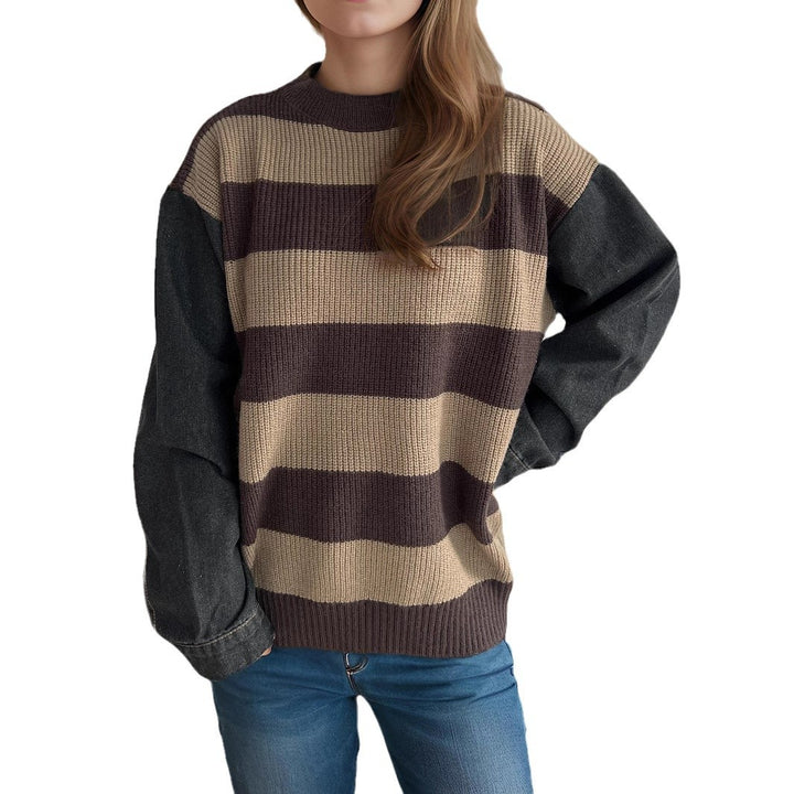 Kvinders stribede oversized sweater med blød bomuldsblanding og moderne design Stilla