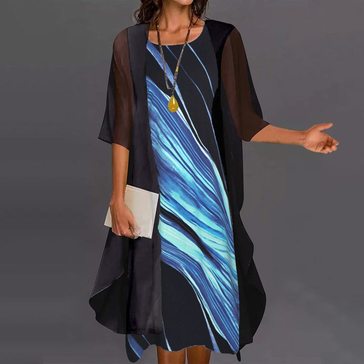 Dame Maxikjole med elegant chiffonoverdel Stilla