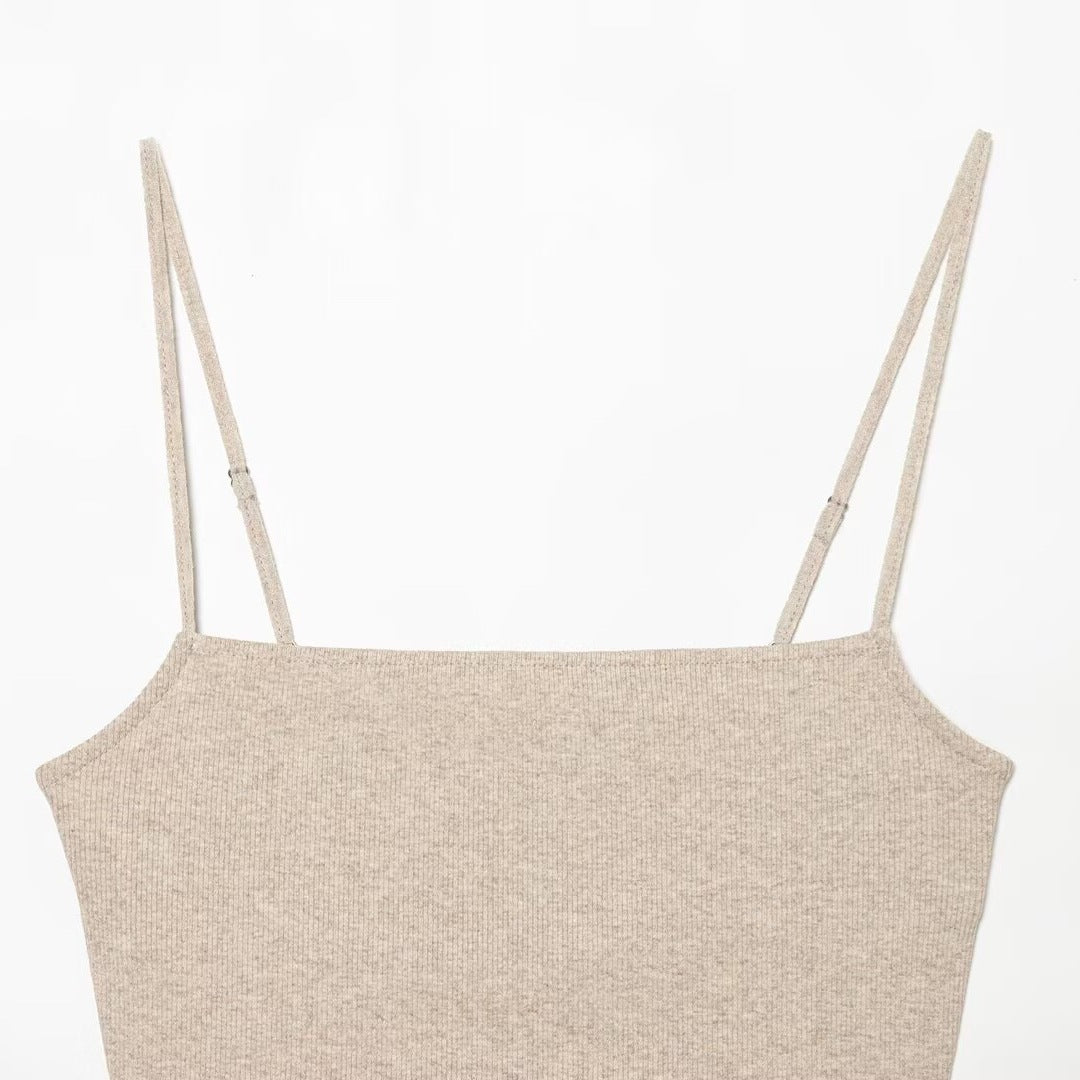 Dame Crop-top med glitrende pailletter og smalle stropper Skovae