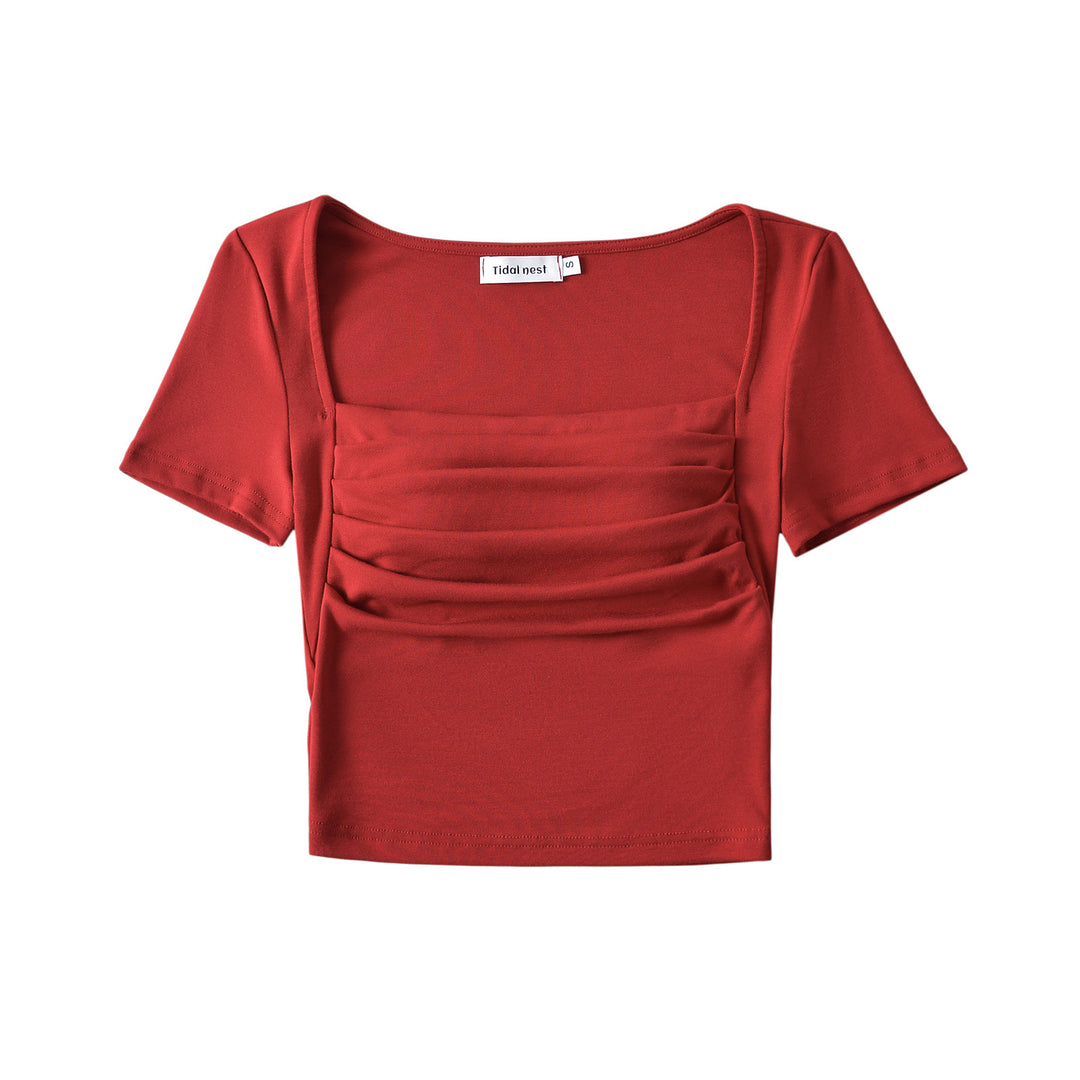 Dame Kortærmet Crop-Top med raffineret Drapée-design Stilla