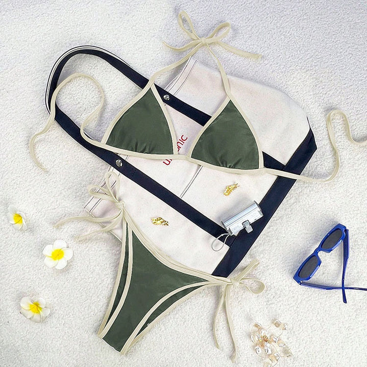 Dame Triangel-Bikini med justerbare stropper og elegant design Skovae