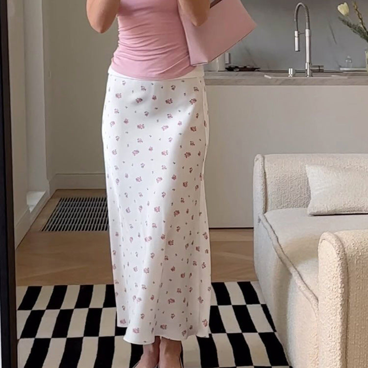 Dame Maxi-Nederdel med blomstermotiv og høj talje Stilla