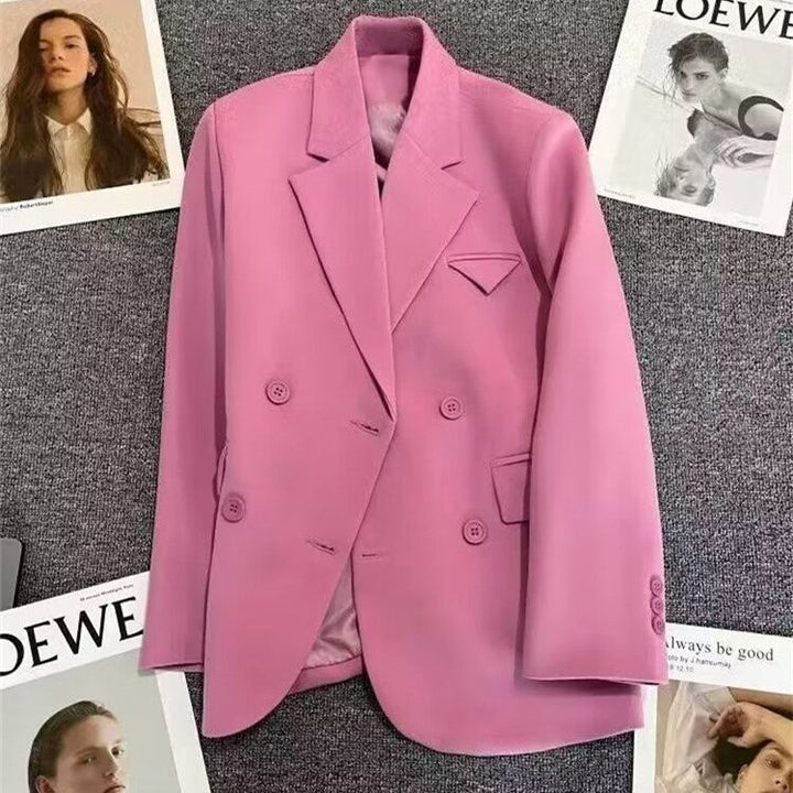 Dame elegant, tætsiddende dobbeltradet blazer med kreativ skæring Stilla