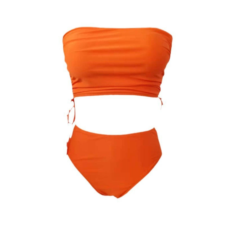 Dame bandeau-bikini med raffinerede bånddetaljer Skovae