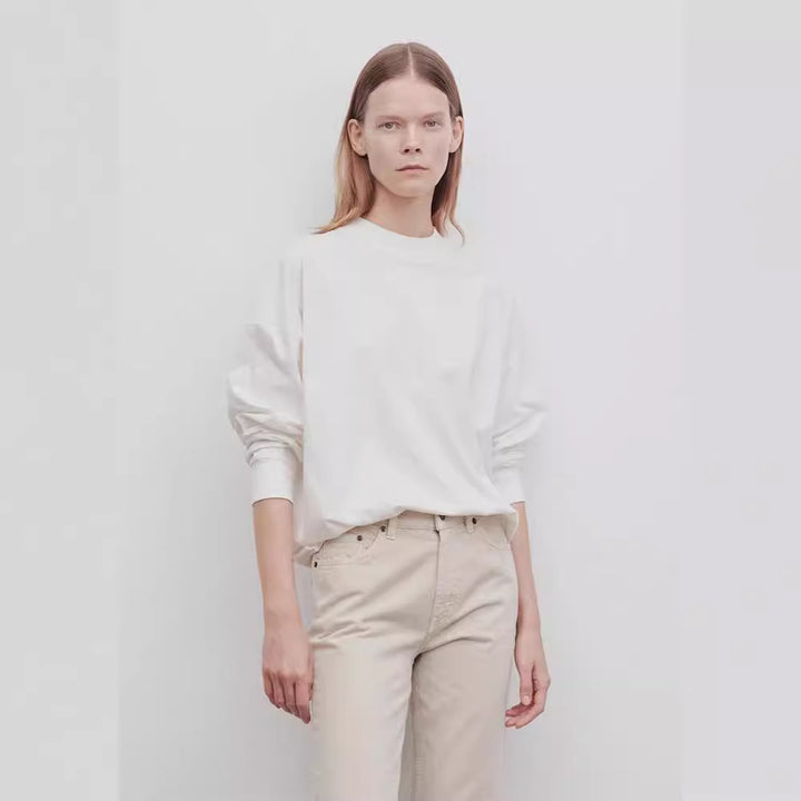 Dame afslappet sweatshirt med moderne oversized snit og elegante pufærmer Stilla