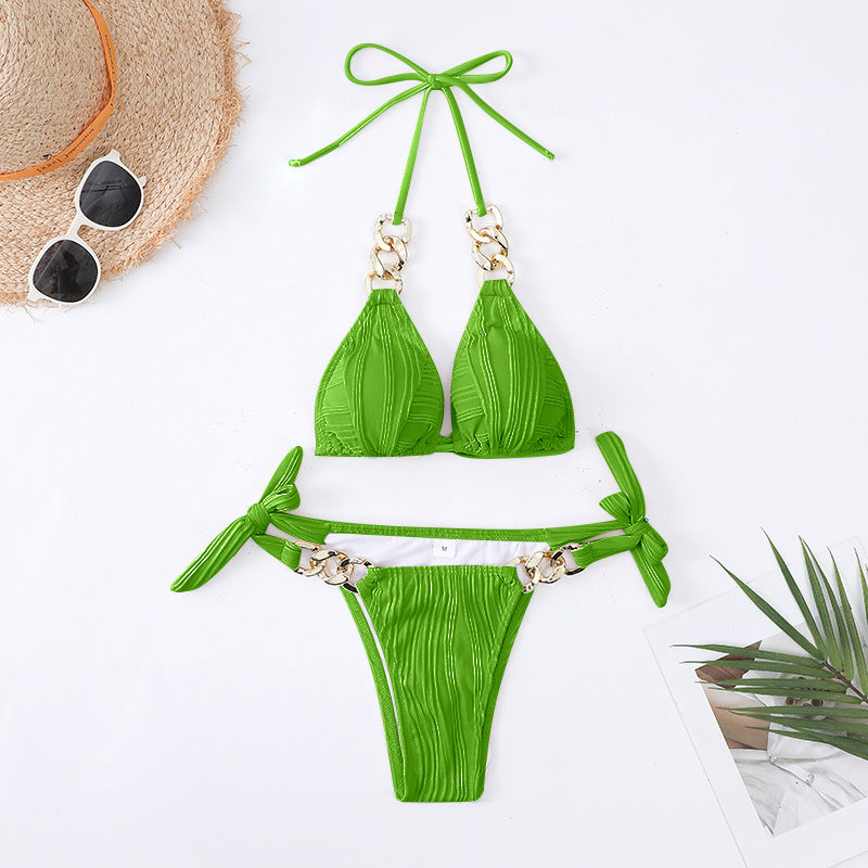 Damer Bikini-sæt med stilfulde kædeaccentuer og tilbagetrækningsstropper Stilla