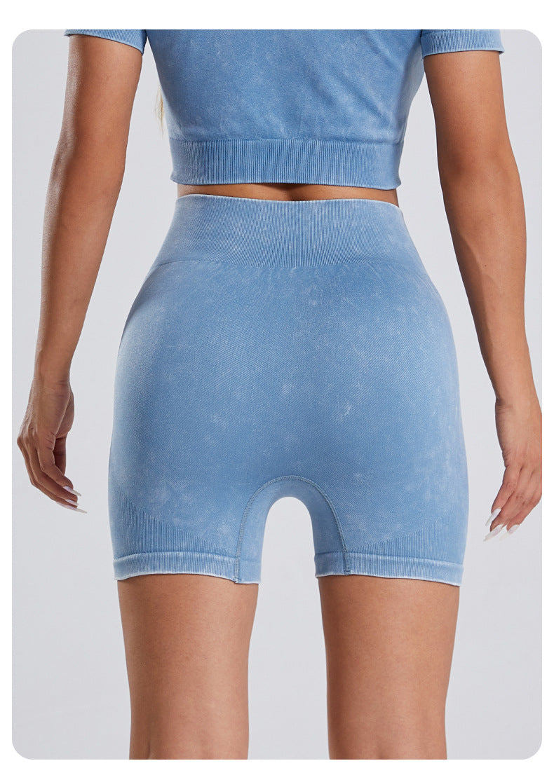 Stilla | Tie Dye Strik Yoga Shorts Anti Skammelse Fitness Hurtig Tørrende Hofte Løft Bukser
