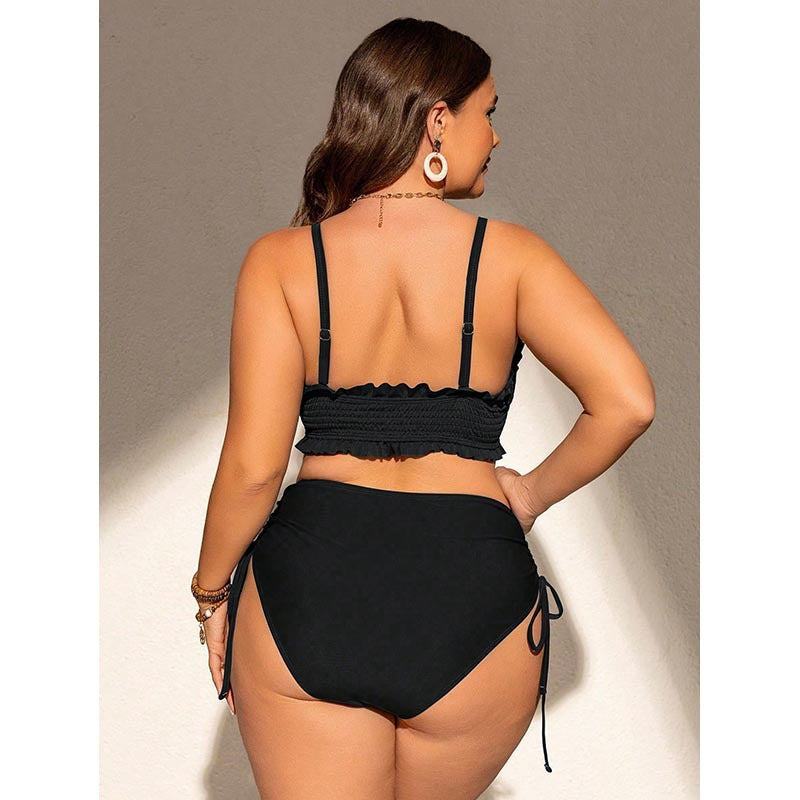 Dame bandeau bikini med ruffles detaljer og justerbart bunde Skovae