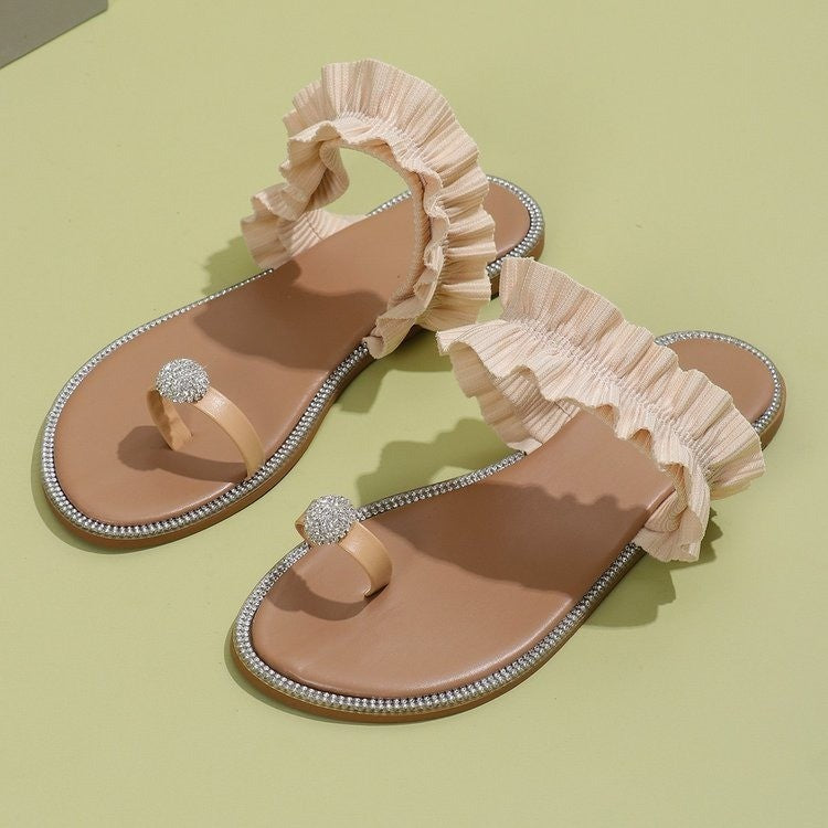 Dame tæer-sandaler med volang-design og glitrende accenter Stilla