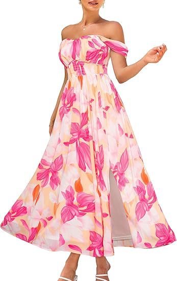 Dame blomsterkjole i maxi-stil med taljebælte fra Stilla