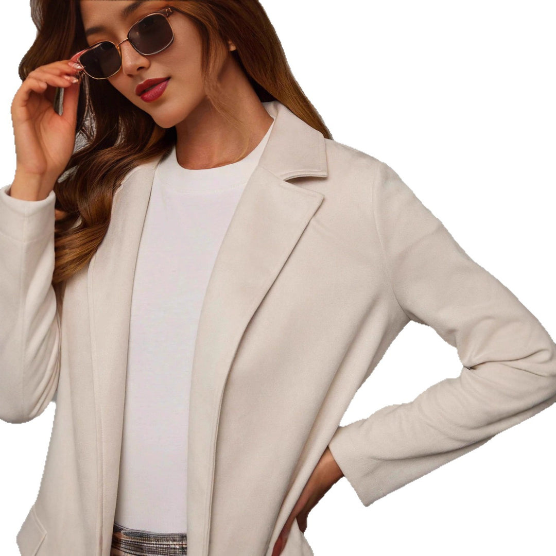 Kvindernes elegante langline blazer lavet af imitationslæder Stilla