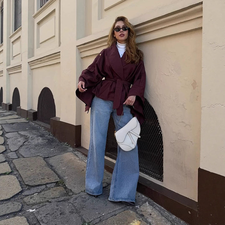 Damer Mode Oversized-Trenchcoat med Taljebælte Stilla