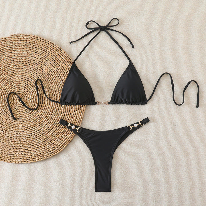 Dame Triangel-Bikini med elegante dekorationer Skovae