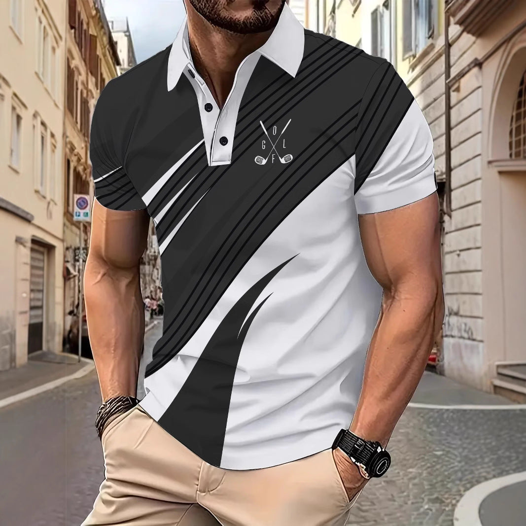 Herrer polo shirt med dynamisk stribedesign og åndbare egenskaber Stilla