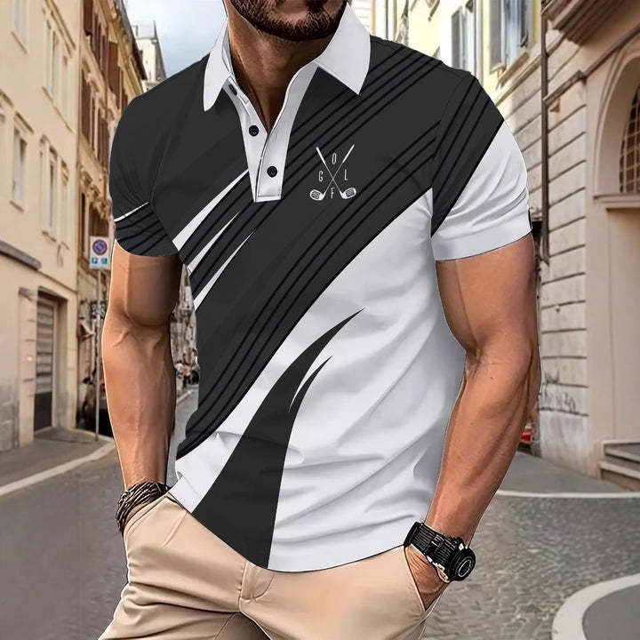 Herrer polo shirt med dynamisk stribedesign og åndbare egenskaber Stilla