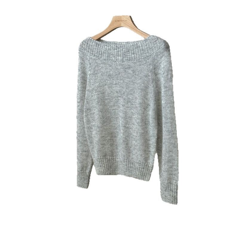 Dame afslappet sweater med off-shoulder design og blød materialeblanding Stilla