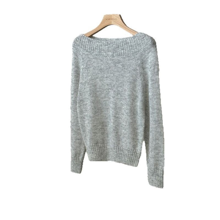 Dame afslappet sweater med off-shoulder design og blød materialeblanding Stilla